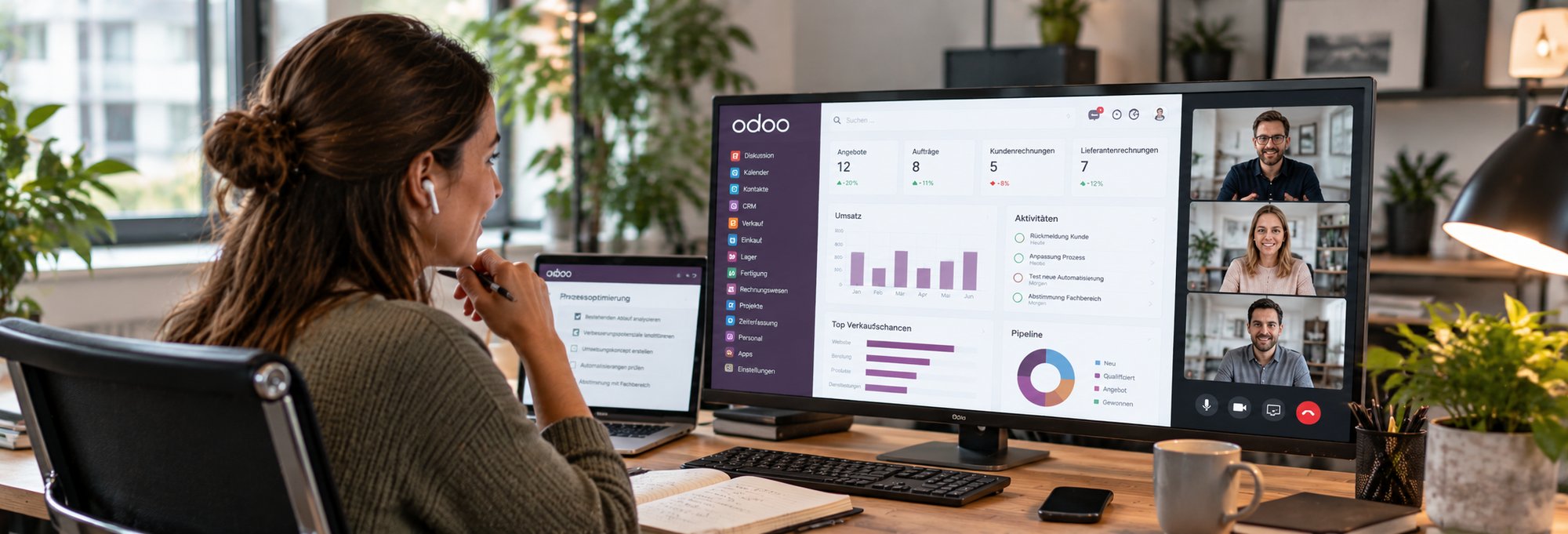 Modernes Odoo-Homeoffice im Videocall